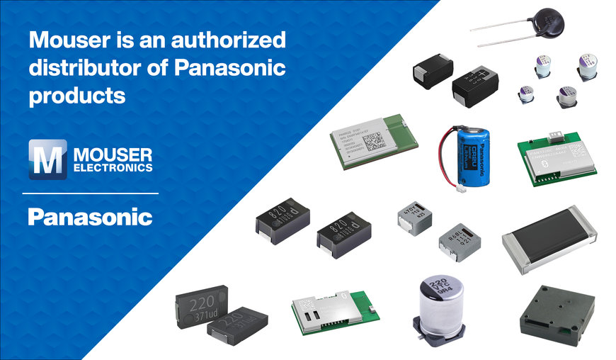El distribuidor autorizado Mouser Electronics presenta las novedades de Panasonic Corporation en módulos, condensadores y relés